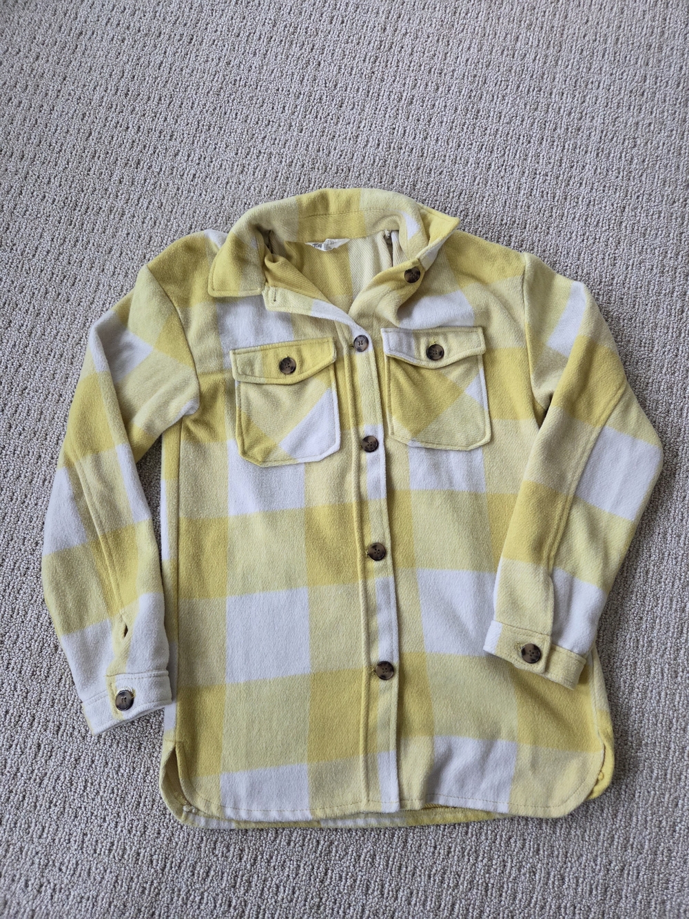 H&M Yellow & White Plaid Button-Front Shirt Jacket